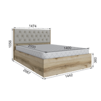 Мадрид Кровать 1.4 МД-2 с подъемным механизмом изголовье РОМБ Дуб делано